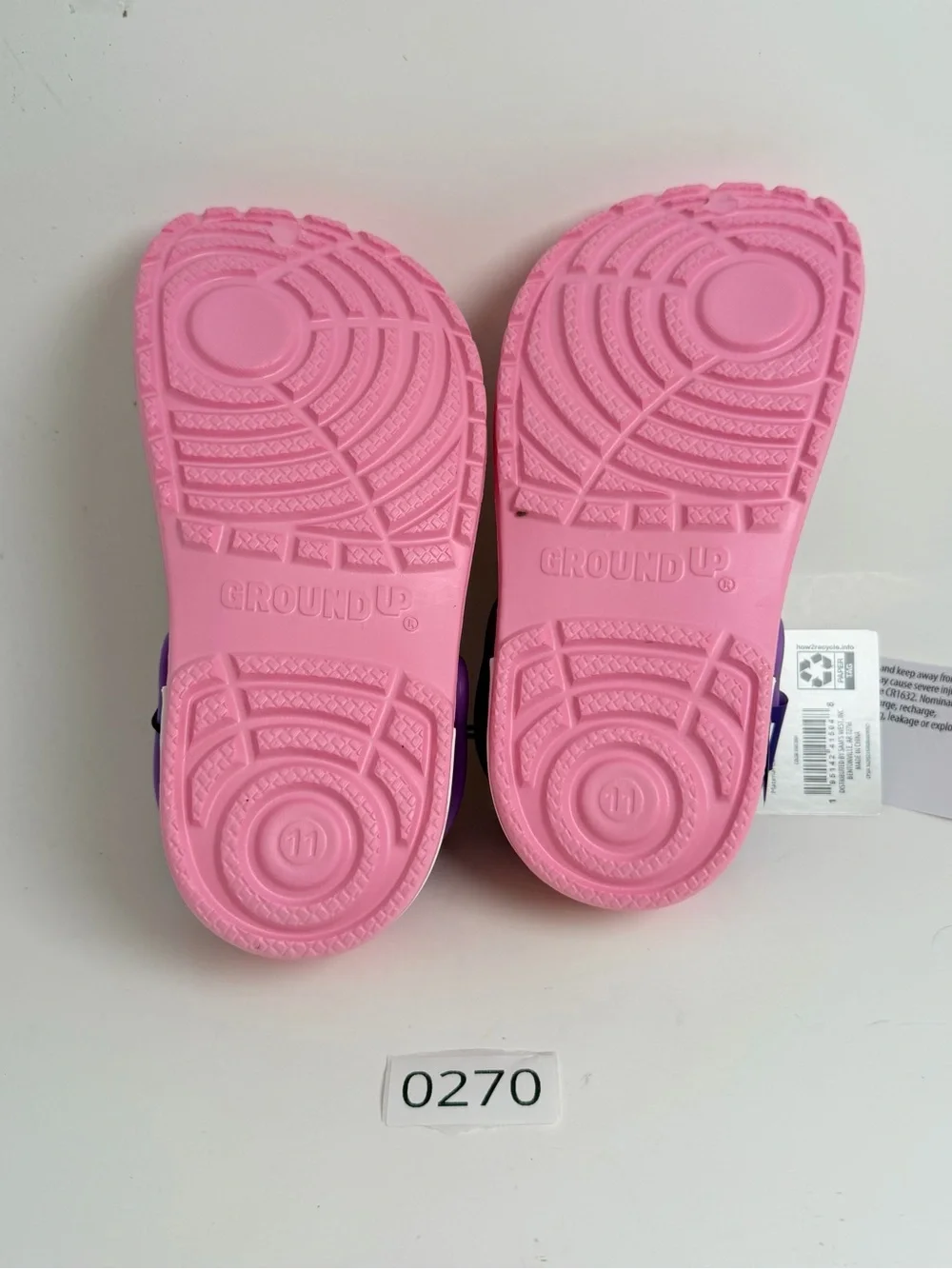 Kids Unicorn Clog Sandals in Pink with Purple Strap lights up